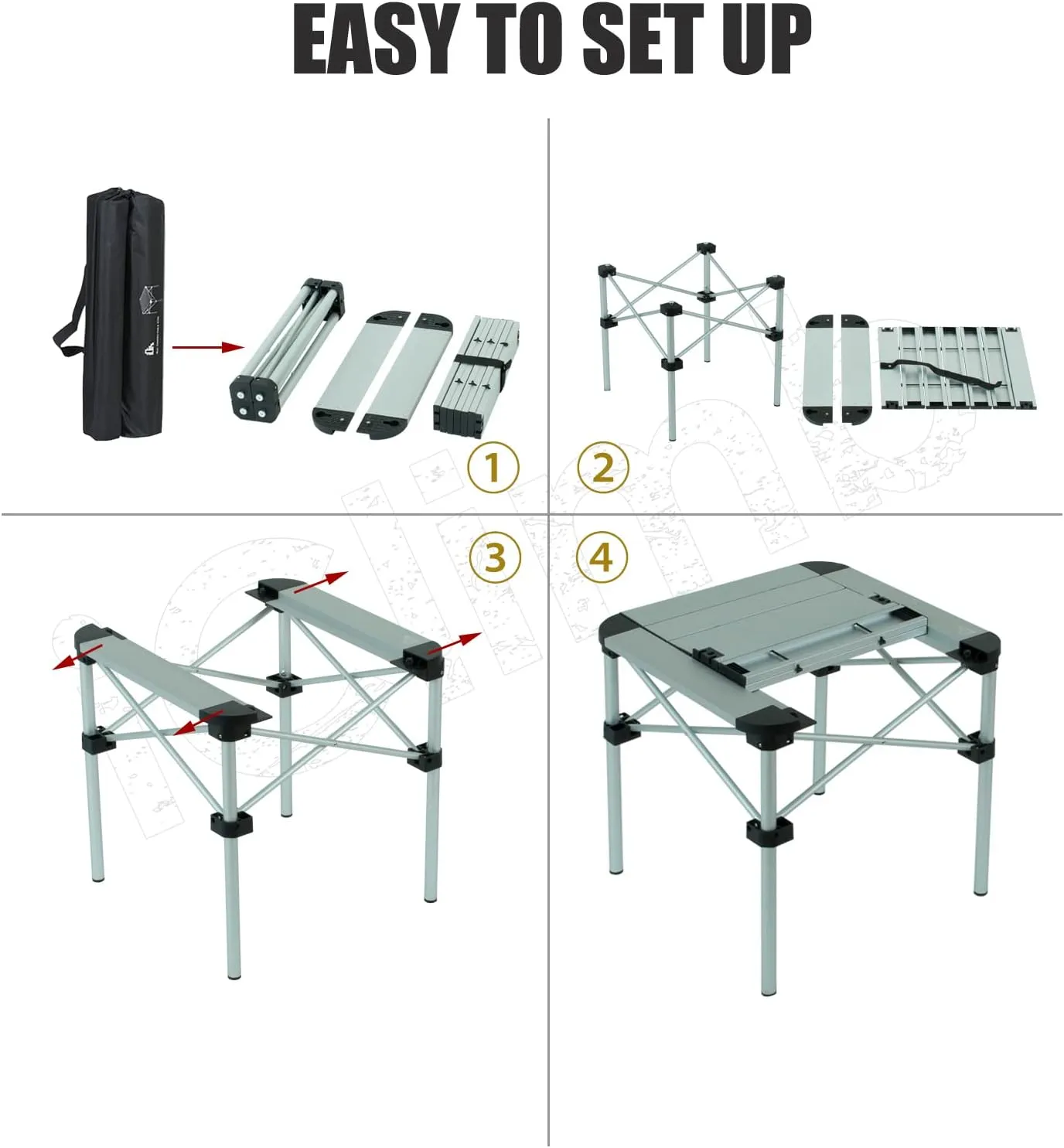 iClimb Lightweight Stable Alu. Folding Square Table Roll Up Top with Carry Bag for Camping Picnic Backyards BBQ Camp Kitchen (Nature, S)