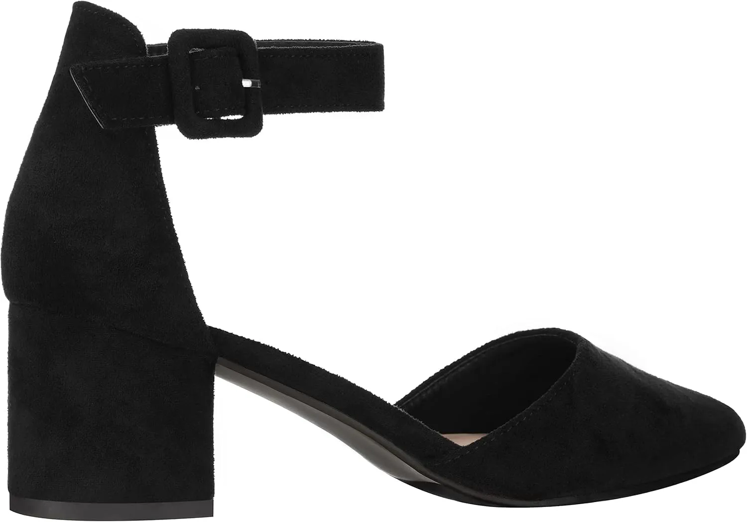 ILLUDE Women’s Heels Pointy Closed Toe Pump Ankle Strap Chunky Low Block Heels