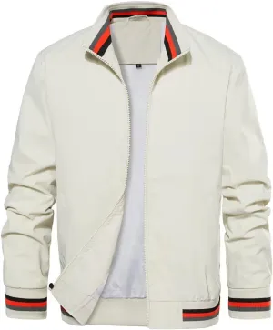 INVACHI Men's Bomber Jacket Lightweight Casual Windbreaker Spring Fall Zip Up Coat with Pocket