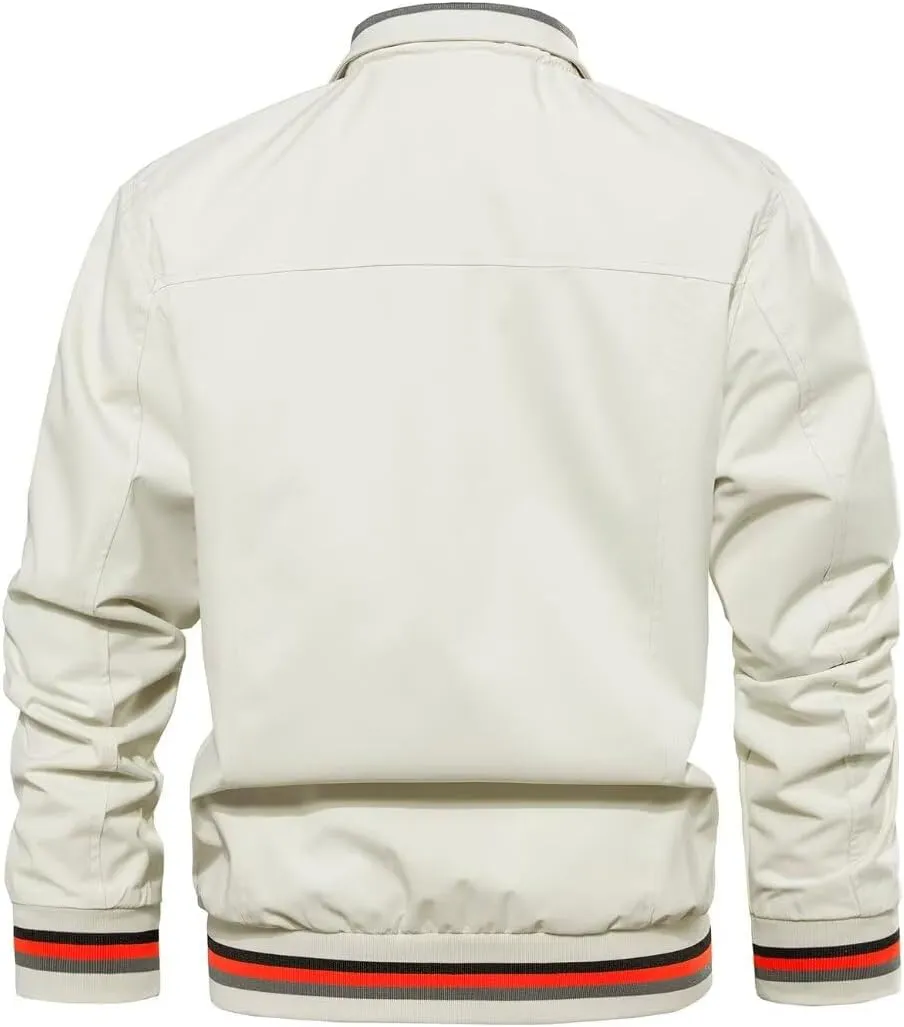 INVACHI Men's Bomber Jacket Lightweight Casual Windbreaker Spring Fall Zip Up Coat with Pocket