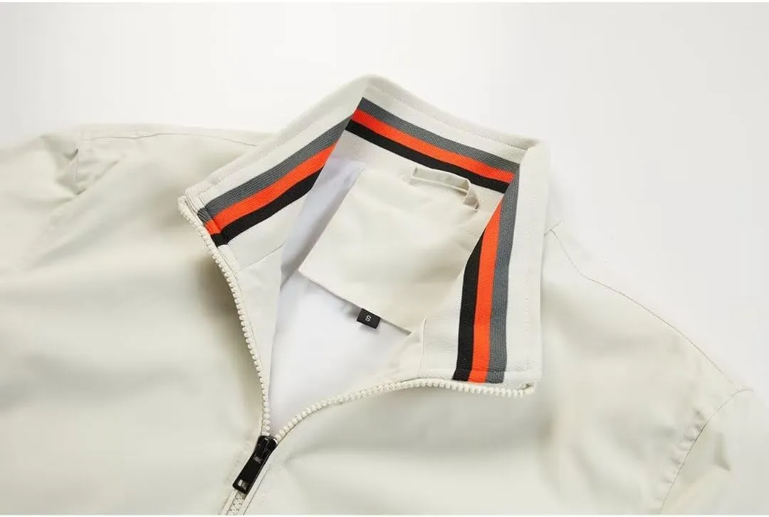INVACHI Men's Bomber Jacket Lightweight Casual Windbreaker Spring Fall Zip Up Coat with Pocket