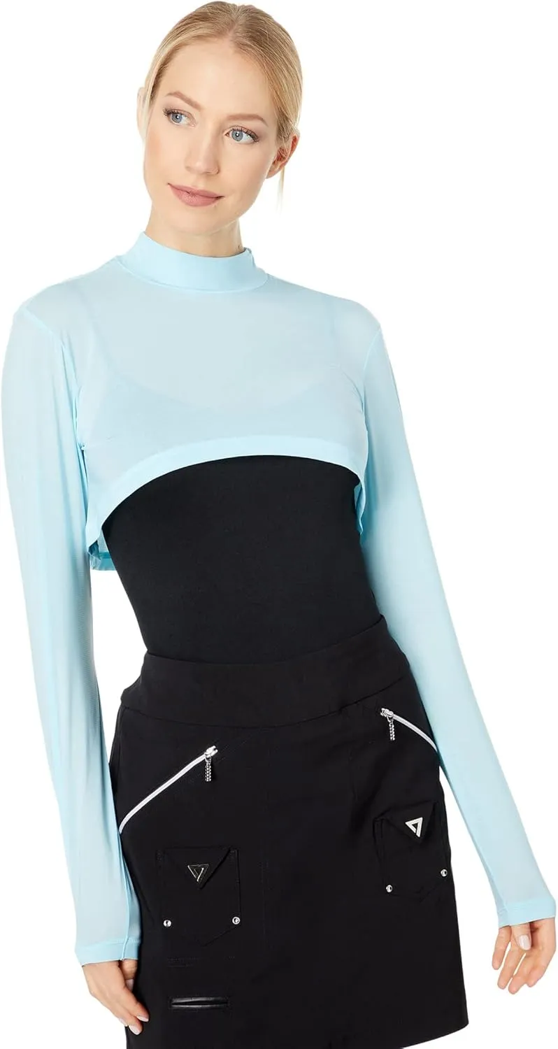Jamie Sadock® Sunsense® 35 SPF Lightweight Mock Neck Crop Layering Top – Outfit for College & Gym Oasis XS One Size