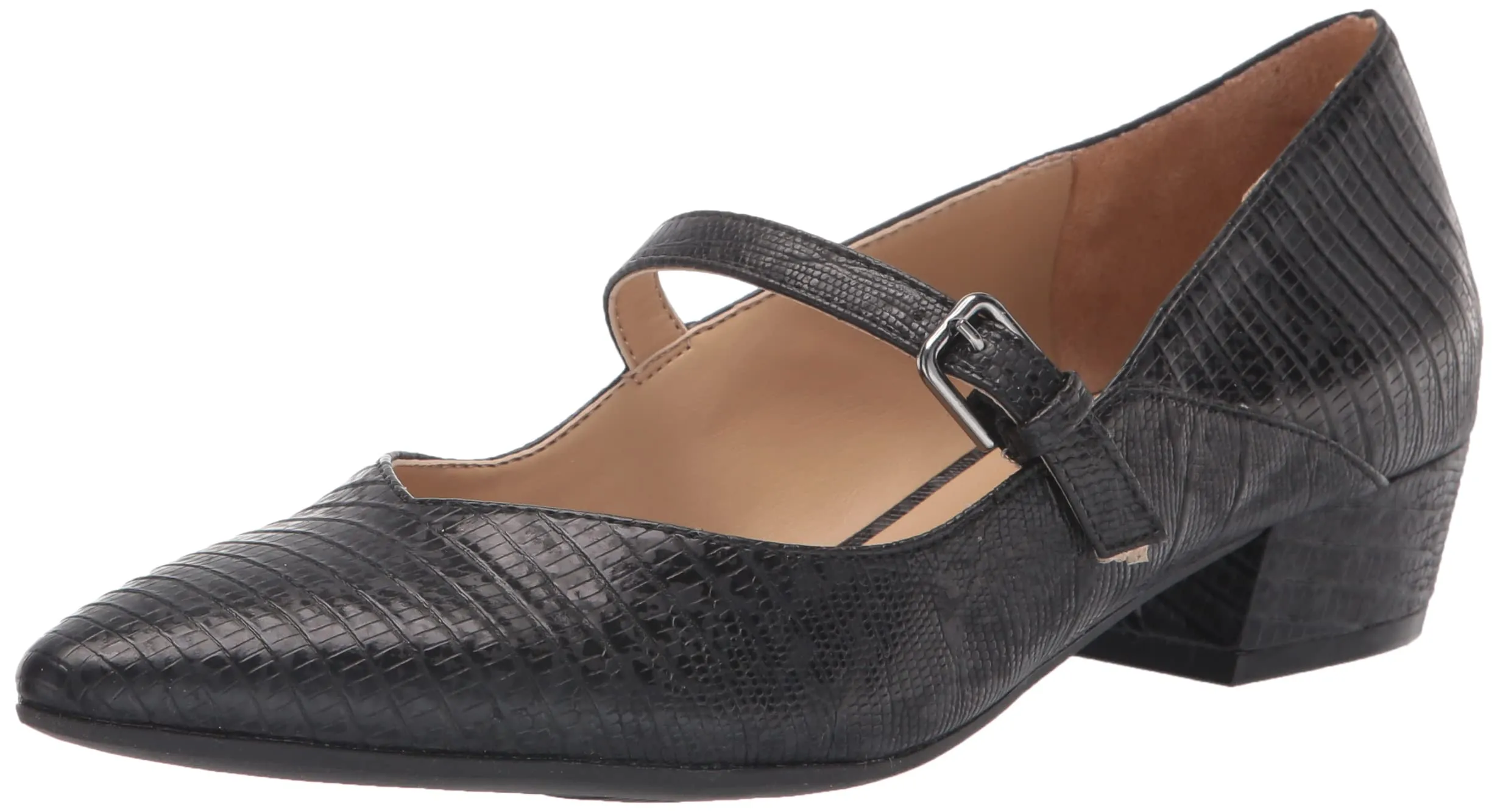 Jane Toe Florencia Fashion Naturalizer Buckle Black 10 Top value Pumps Lizard Retro-inspired Mary Pointed