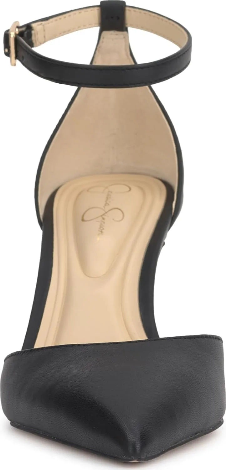 Jessica Simpson Womens Foxena Padded Insole Leather Ankle Strap