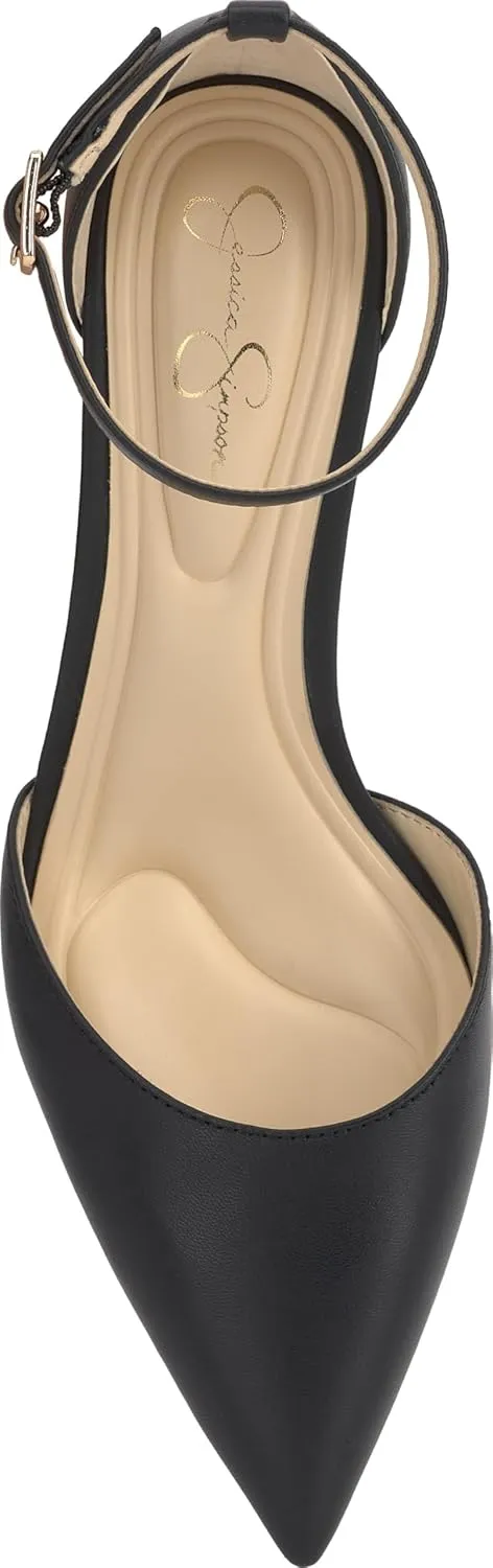 Jessica Simpson Womens Foxena Padded Insole Leather Ankle Strap