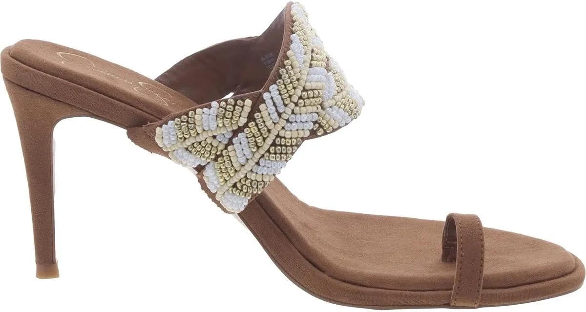 Jessica Simpson Womens Rixei Beaded Faux Suede Heels