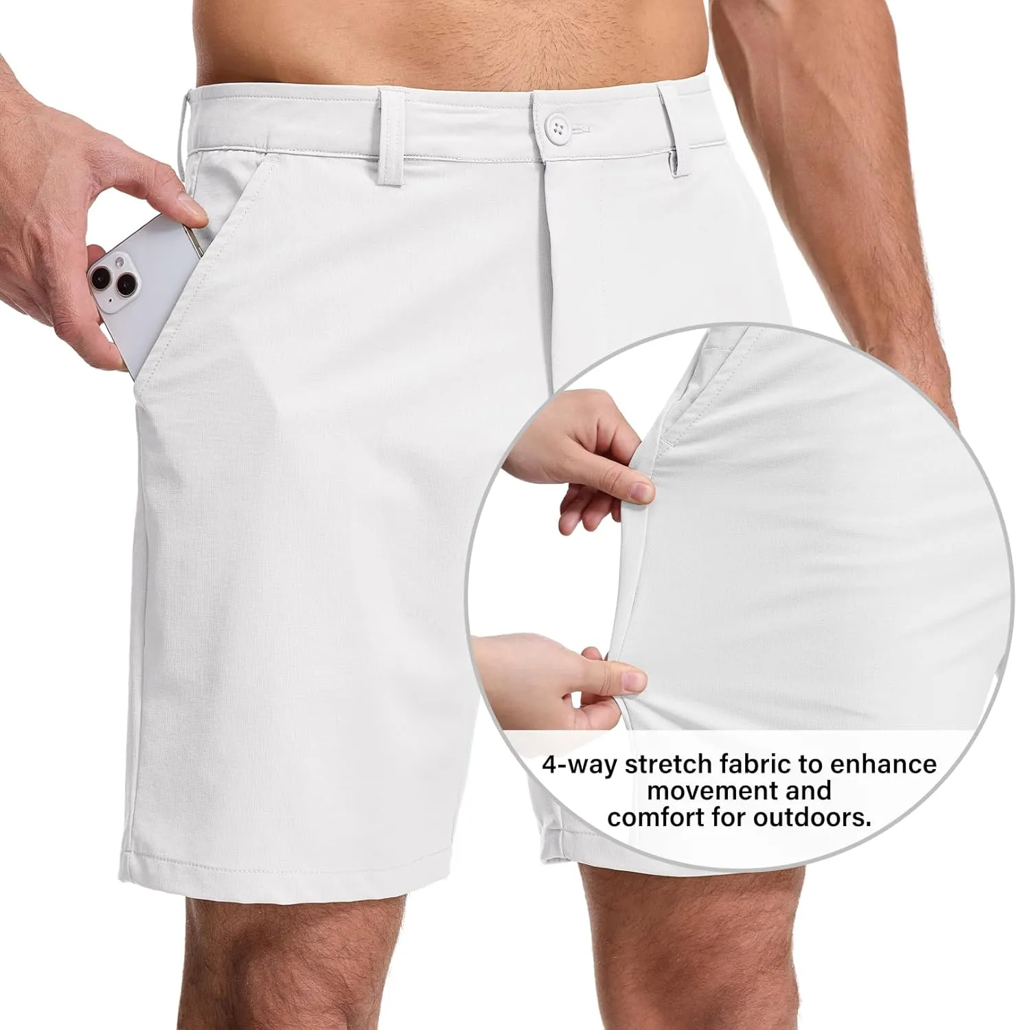 Jessie Kidden Men's Golf Shorts 7" Stretch Quick Dry Hiking Casual Lightweight Work Flat Front Dress Shorts 6 Pockets