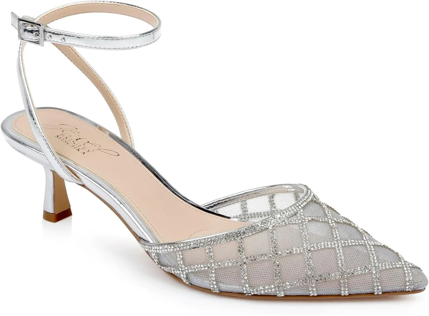 Jewel Badgley Mischka Yesenia Mesh Panel Kitten Heel