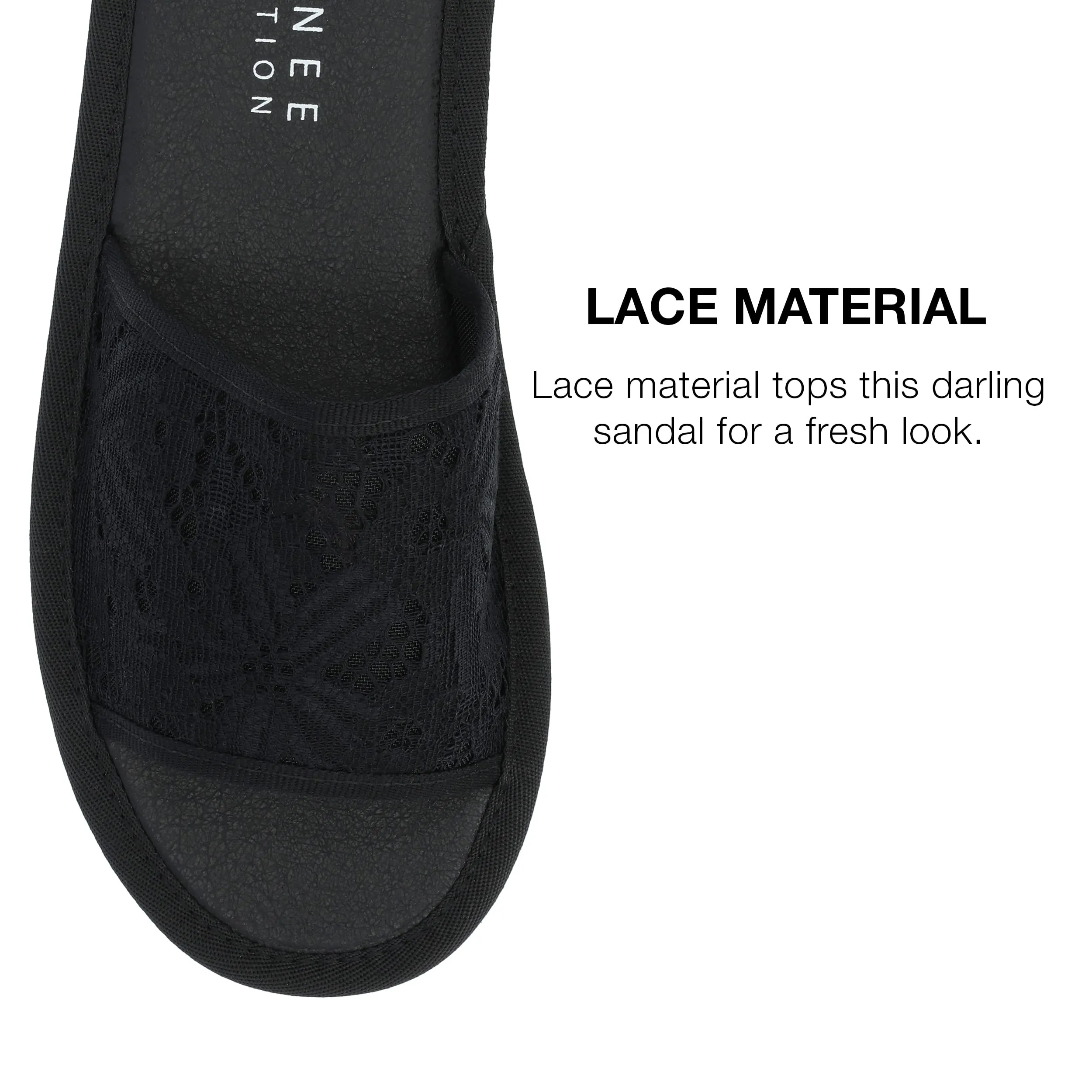 Journee Collection Womens Slip On Flats Slide Sandals Black 8 Medium (B,M)