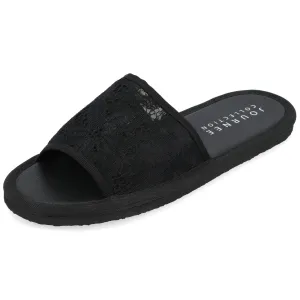 Journee Collection Womens Slip On Flats Slide Sandals Black 8 Medium (B,M)