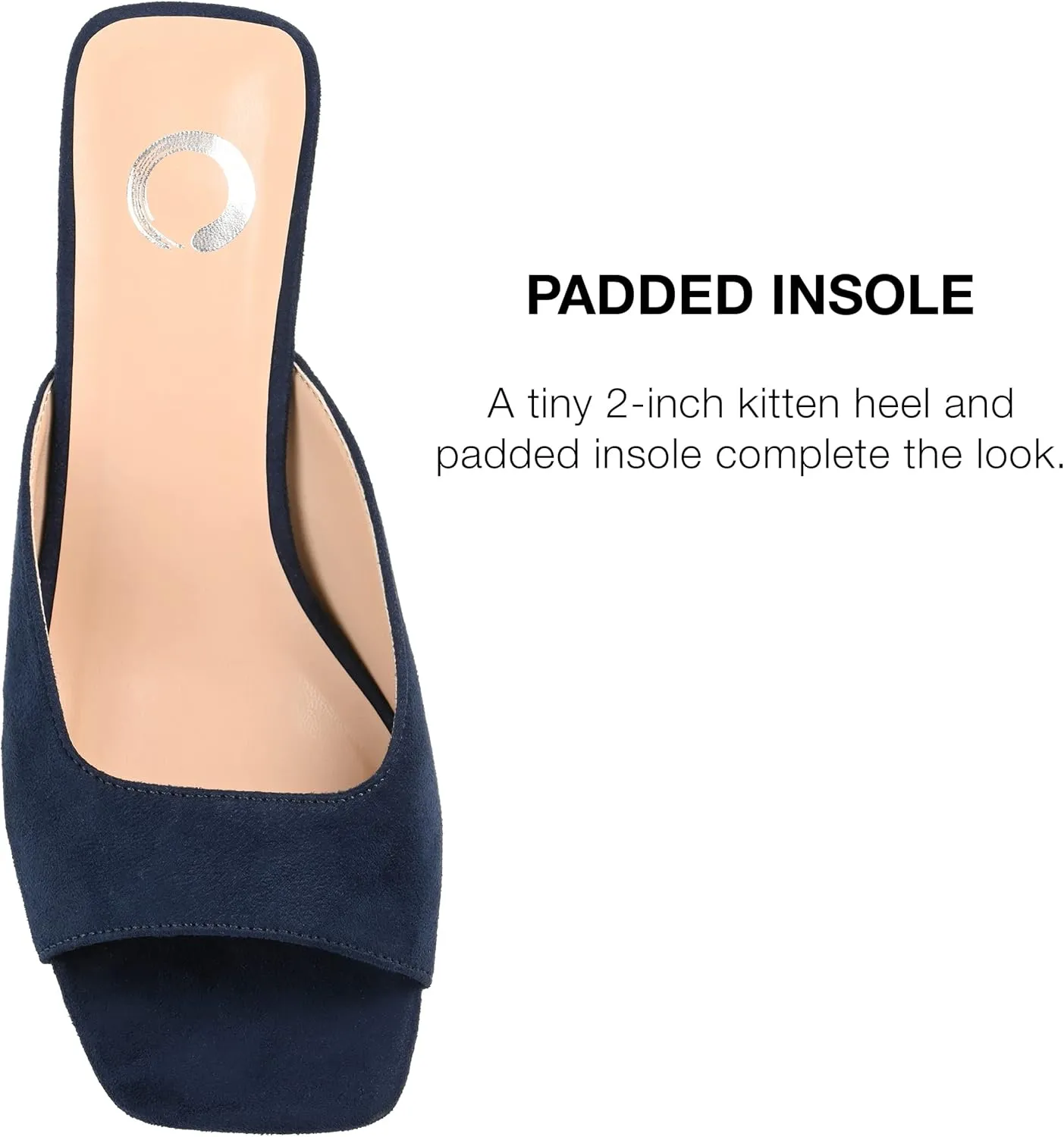 Journee Square Open Toe Kitten Heel Pump for Women - Larna Slip-On Heeled Fashion Sandal