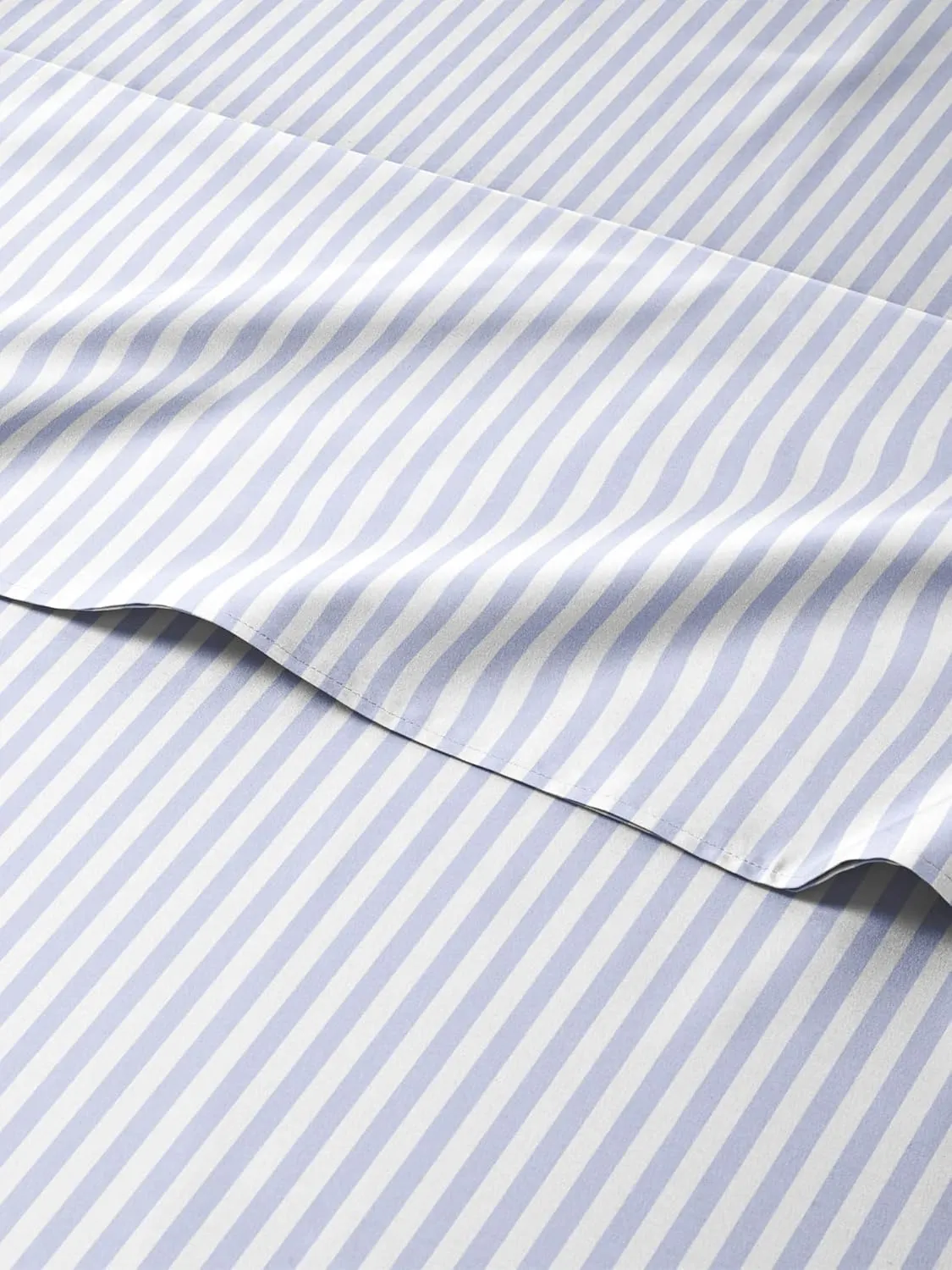 Kids Queen Size Blue Striped Sheets - 4 Piece Blue Stripe Sheet Set - Nautical Themed Bedding - Ultra-Soft & Cozy - Breathable & Machine Washable - Sky Blue Bed Set for Boys, Girls, Teens & Toddlers