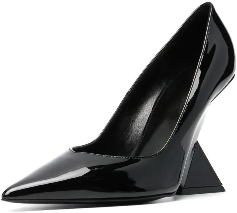Kluolandi Women's Pumps Shoes Closed Pointed Toe Wedge Pump High Heels for Women Dress Wedding Bride Office