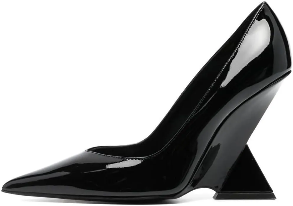 Kluolandi Women's Pumps Shoes Closed Pointed Toe Wedge Pump High Heels for Women Dress Wedding Bride Office