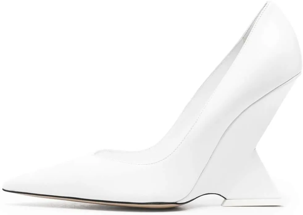 Kluolandi Women's Pumps Shoes Closed Pointed Toe Wedge Pump High Heels for Women Dress Wedding Bride Office