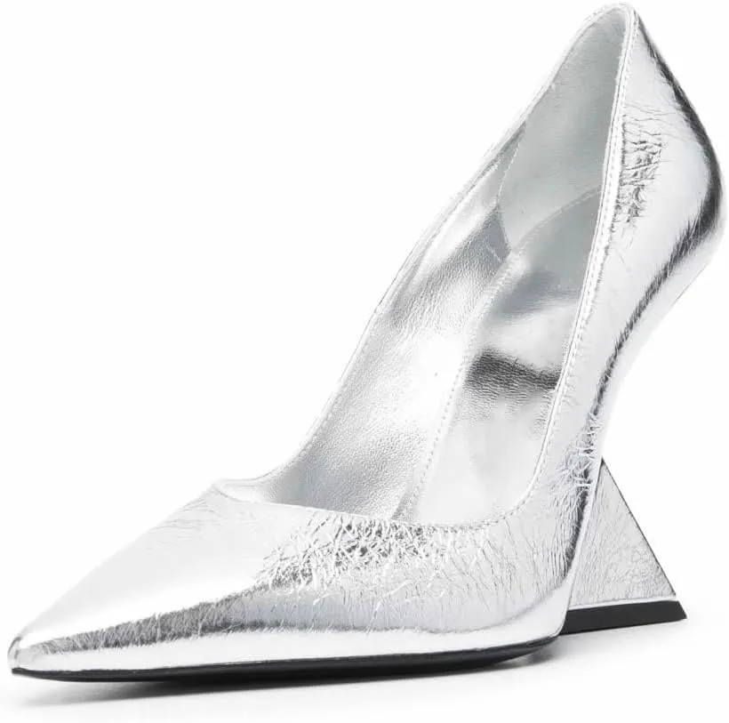 Kluolandi Women's Pumps Shoes Closed Pointed Toe Wedge Pump High Heels for Women Dress Wedding Bride Office