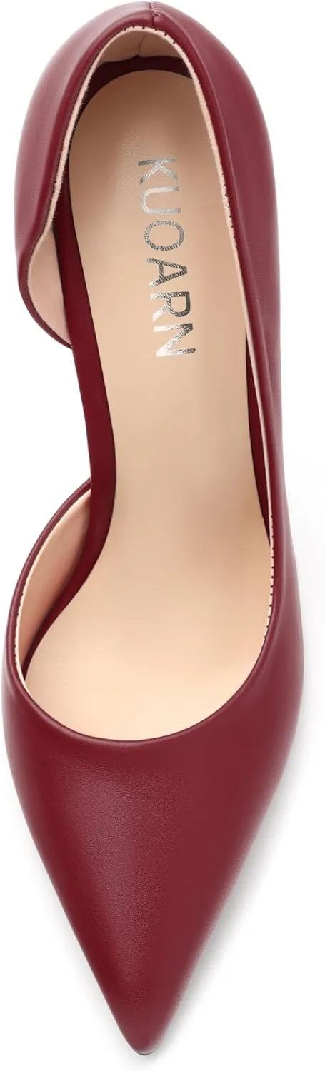 KUOARN Heels for Women High Stiletto Heels Closed Pointed Toe 4.7 Inch Pumps Fashion Sexy Wedding Evening Party Slip on Dress Shoes