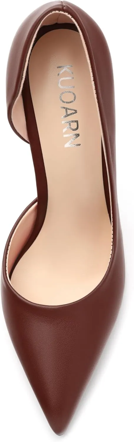 KUOARN Heels for Women High Stiletto Heels Closed Pointed Toe 4.7 Inch Pumps Fashion Sexy Wedding Evening Party Slip on Dress Shoes
