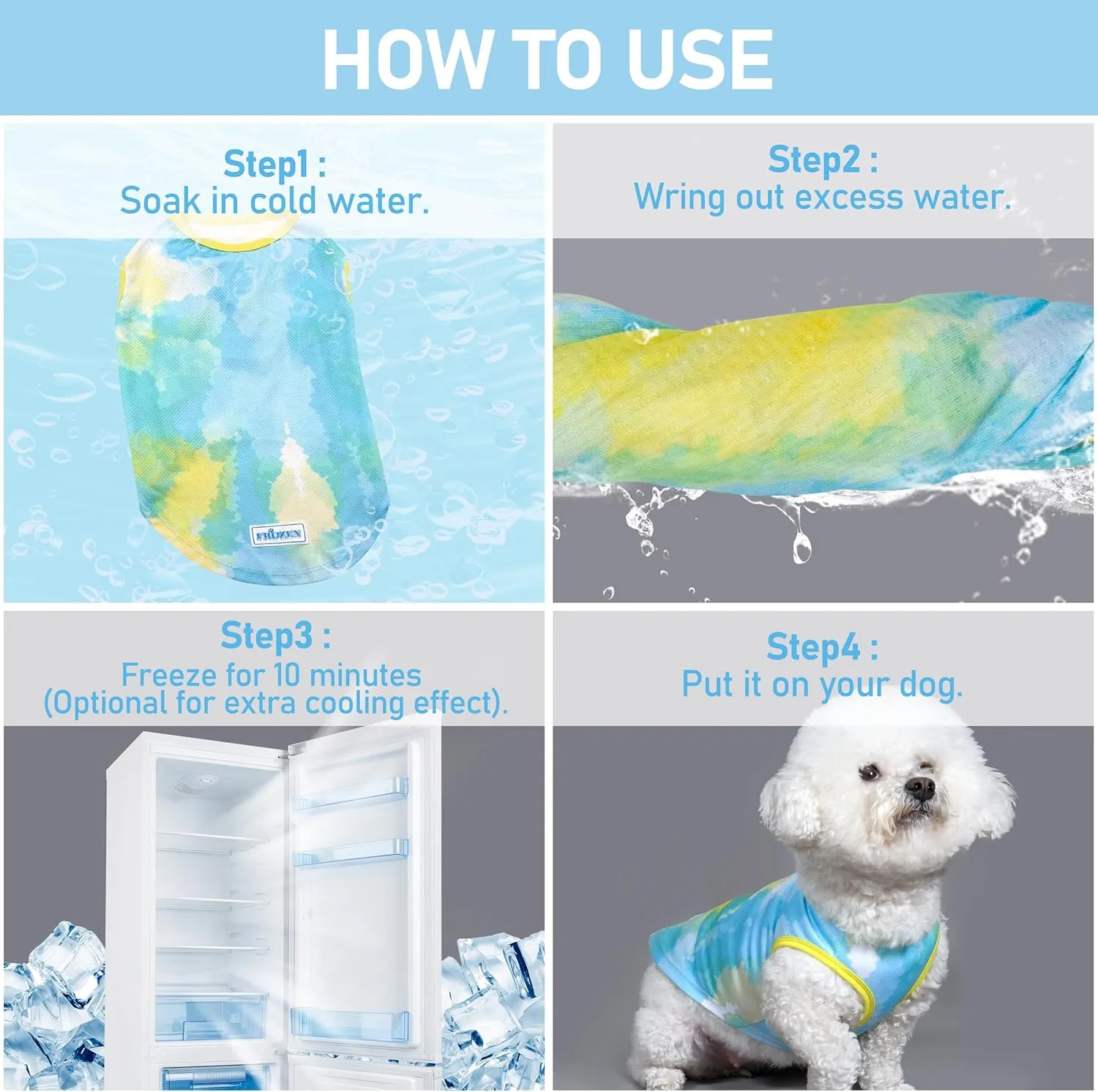 KYEESE 2 Pack Dog Cooling Shirts for Small Medium Dogs Breathable Lightweight Instant Cooling Dog Vest Quick Dry Sleeveless Vest T-Shirts Great for Outdoor Activities on Summer