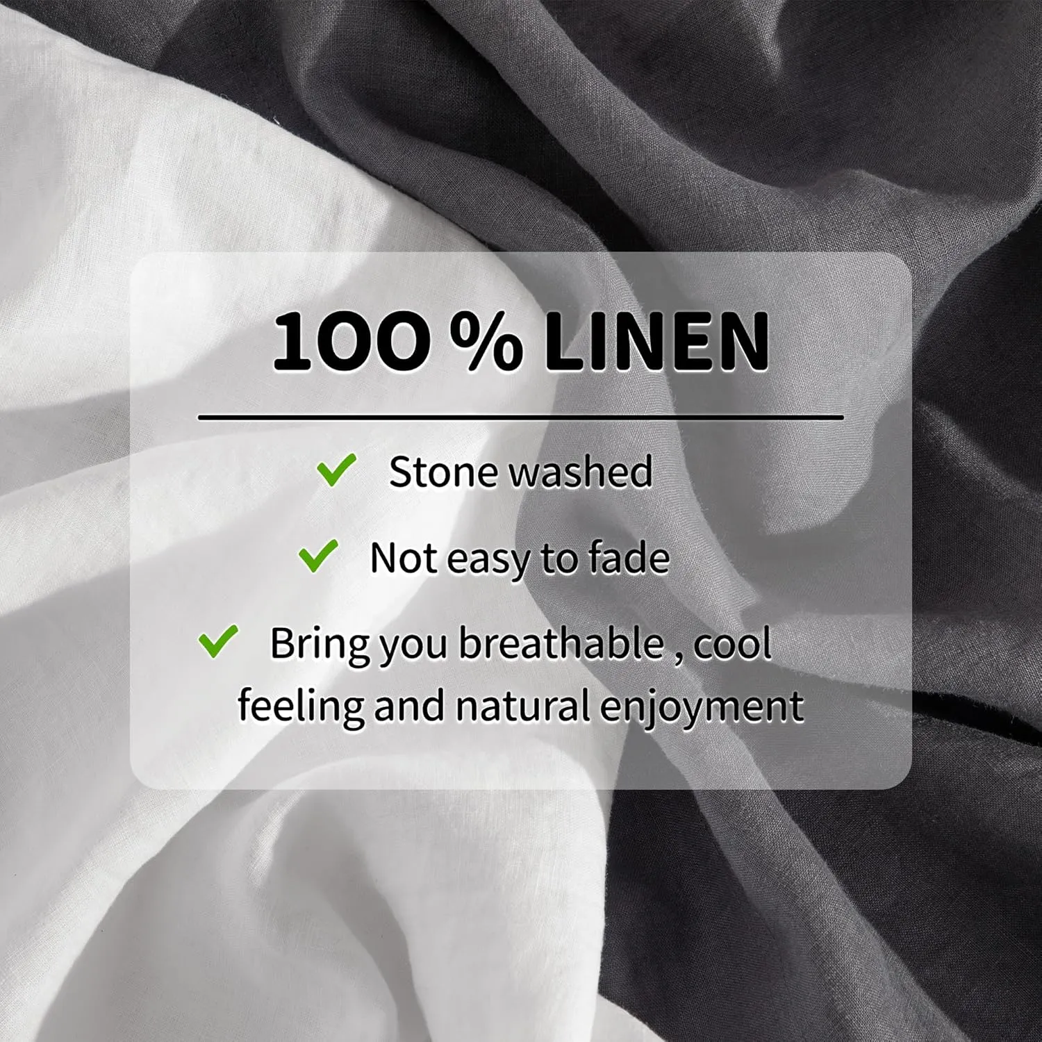 LBR02M 100% Linen Sheet Set Queen Size, Bed Sheets 4 Piece Sets, Solid Color Natural Flax Bed Sheets Soft Breathable Bedding,16" Deep Pocket,All Season (Queen, Dark Grey)