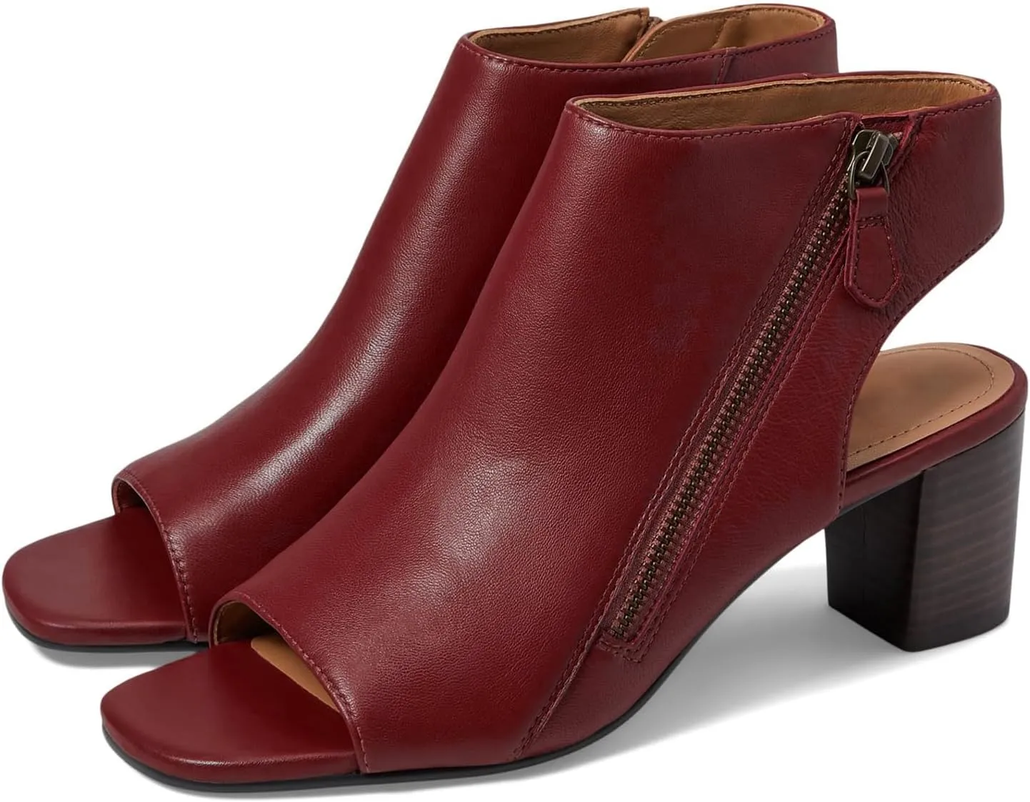 LEHOOR Women Chunky Heel Open Toe Booties Sandals Side Zipper Sandal Booties Cut Out 2 inch Block Stacked Heels Ankle Boots Peep Toe Backless Matte Casual Summer Booties 4-11 M US