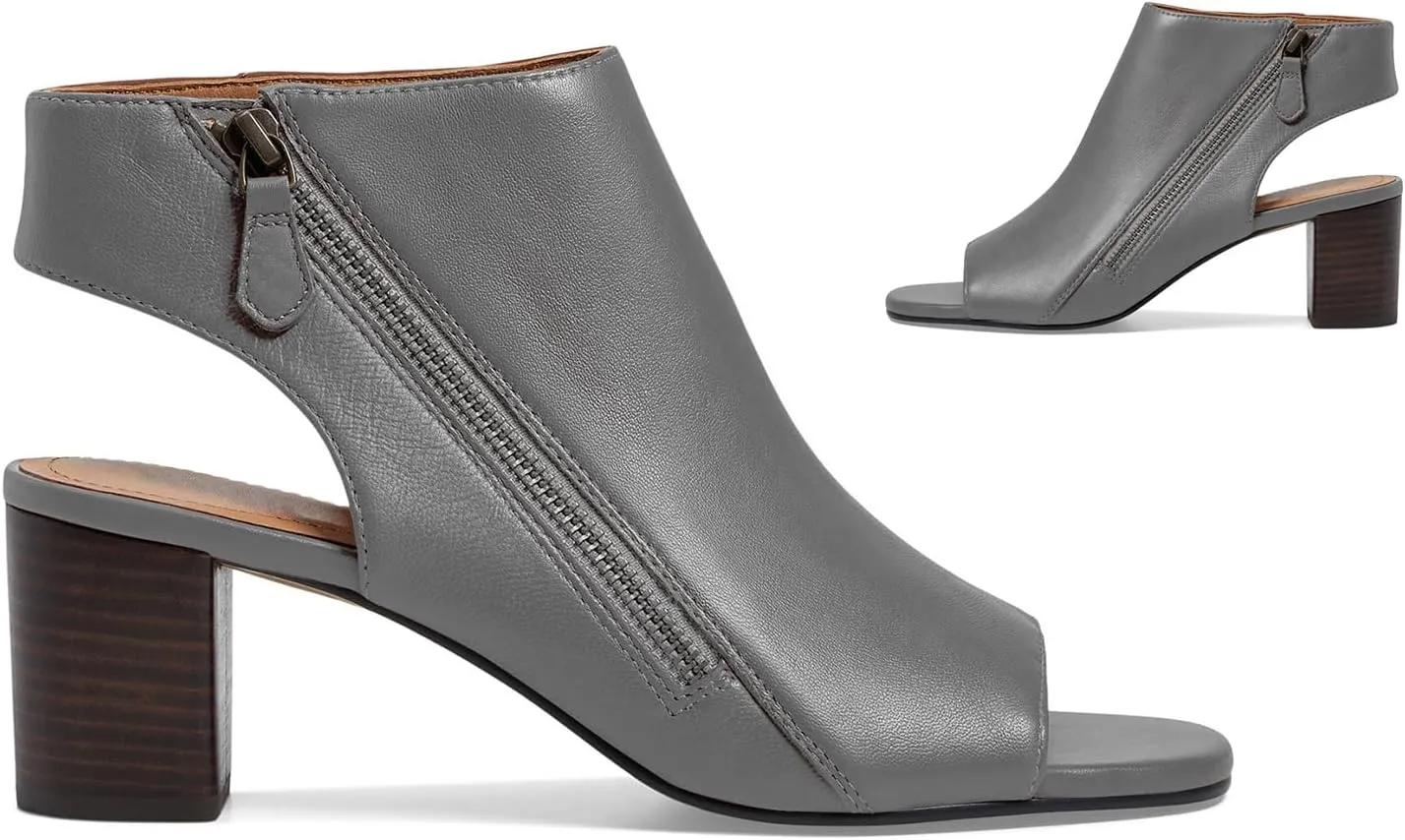 LEHOOR Women Chunky Heel Open Toe Booties Sandals Side Zipper Sandal Booties Cut Out 2 inch Block Stacked Heels Ankle Boots Peep Toe Backless Matte Casual Summer Booties 4-11 M US