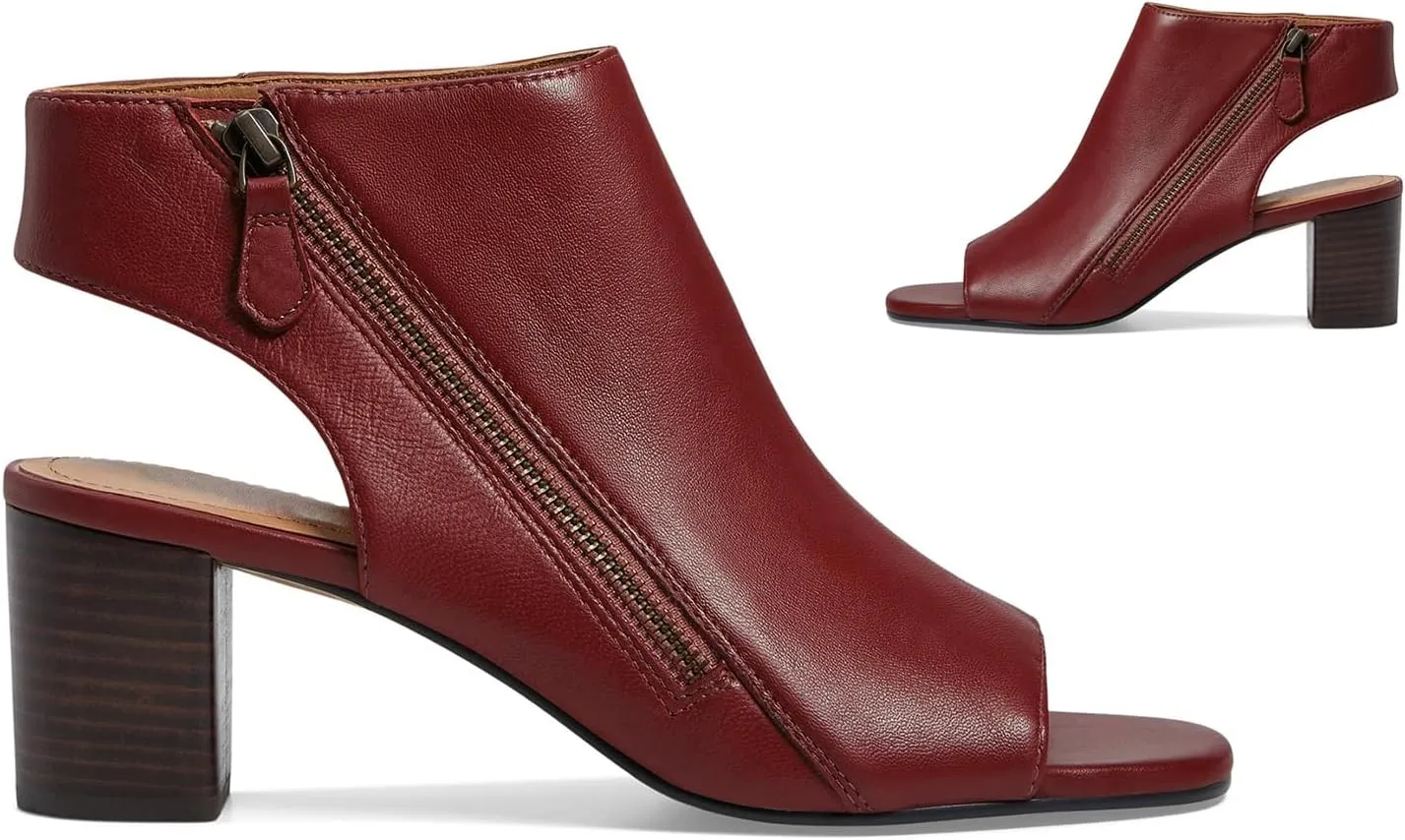 LEHOOR Women Chunky Heel Open Toe Booties Sandals Side Zipper Sandal Booties Cut Out 2 inch Block Stacked Heels Ankle Boots Peep Toe Backless Matte Casual Summer Booties 4-11 M US