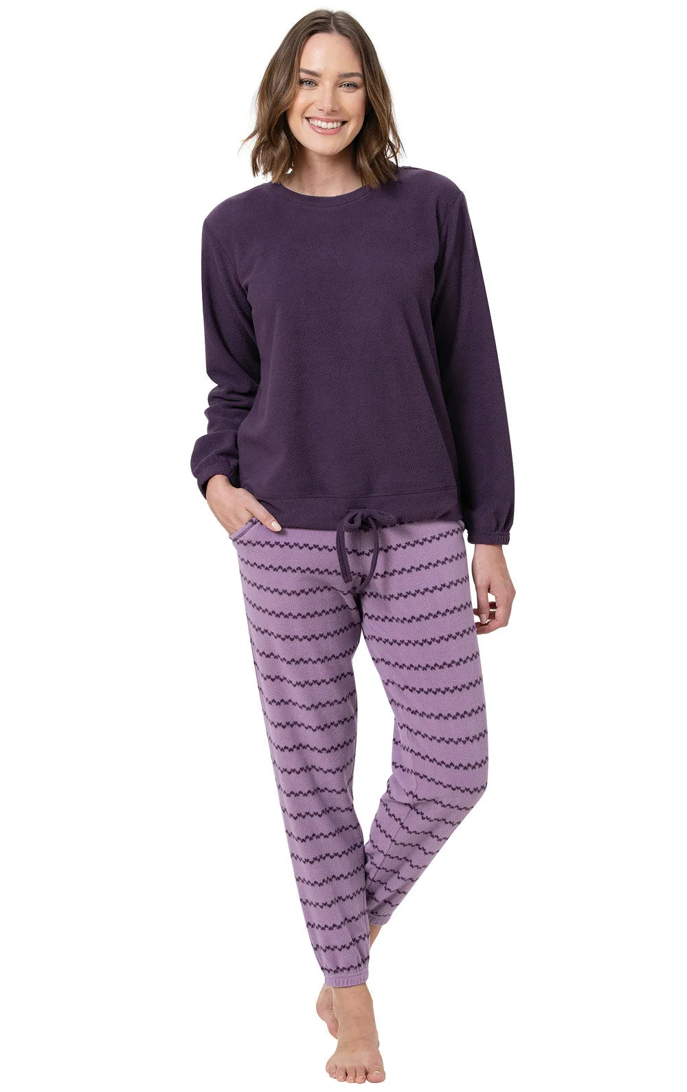 Lightweight Fleece Front Tie Pullover Pajamas