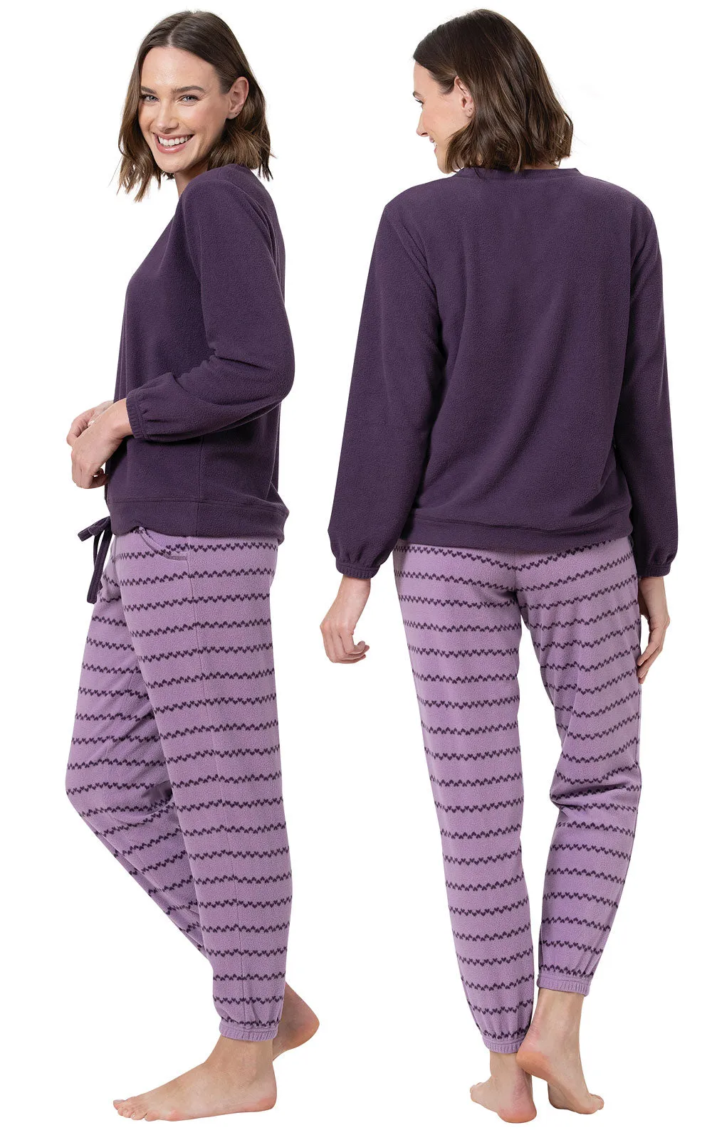 Lightweight Fleece Front Tie Pullover Pajamas