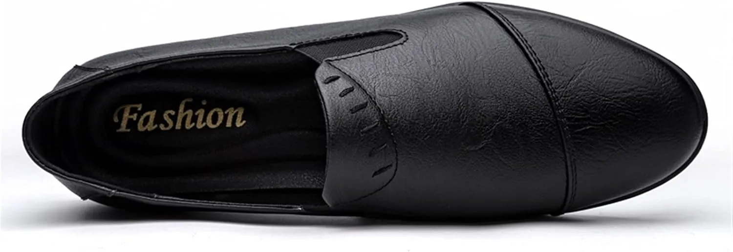 Loafers for Men Round Toe Lightweight Venetian Loafers Vegan Leather Anti-Slip Lightweight Flat Heel Prom Slip On