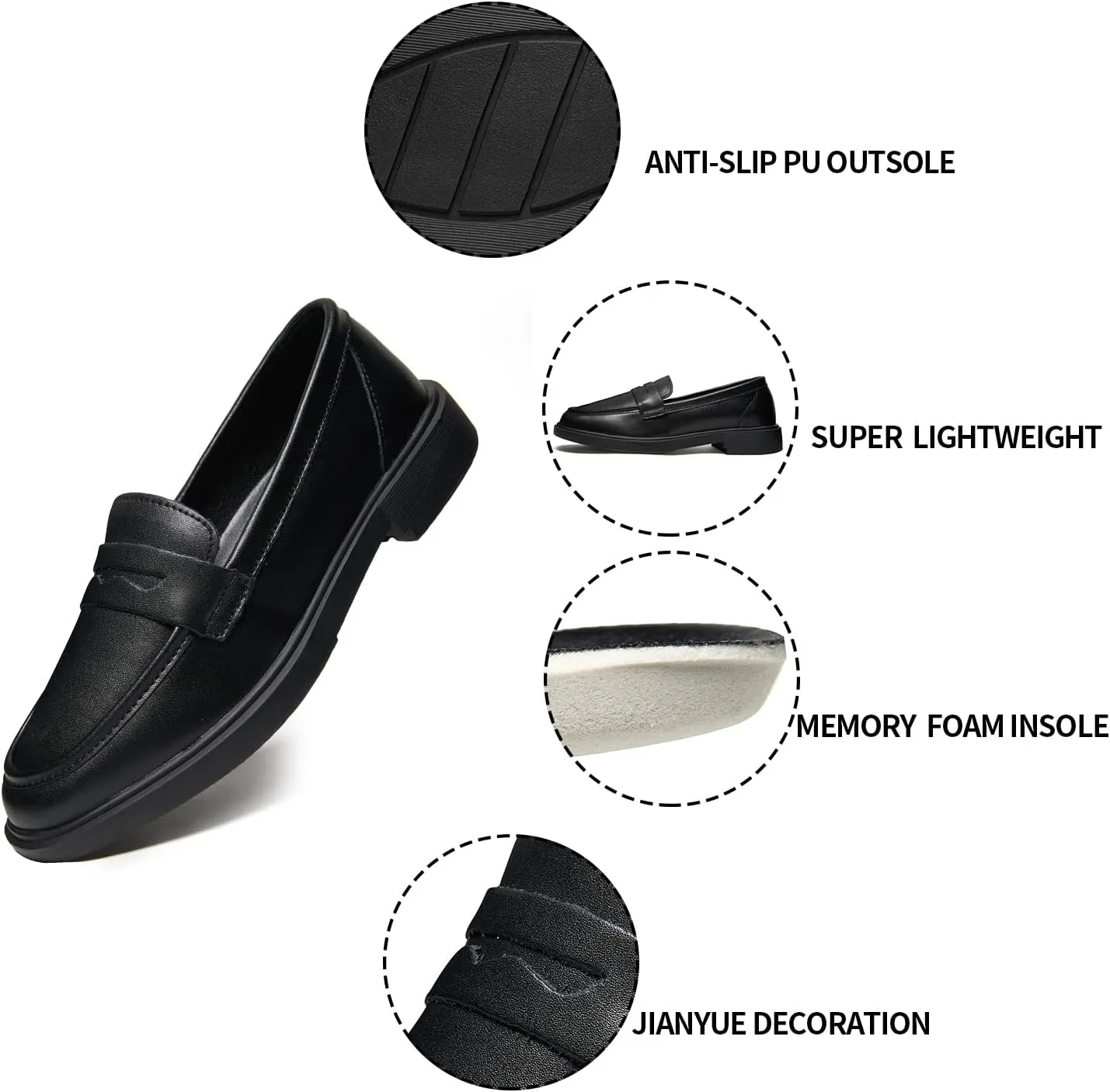 Loafers for Women Dressy Shoes Leather Penny Comfort for Work Platform Chunky