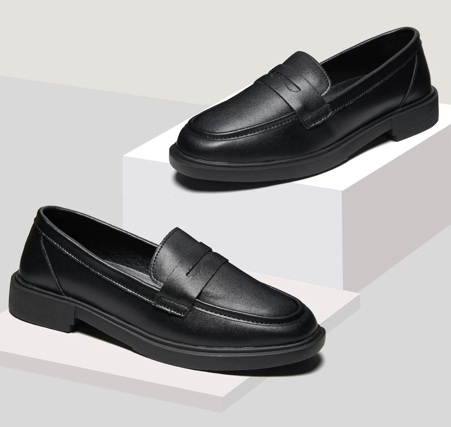 Loafers for Women Dressy Shoes Leather Penny Comfort for Work Platform Chunky