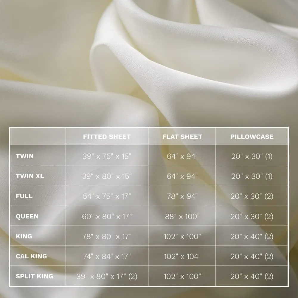 LUXOME Luxury Sheet Set | 100% Rayon (Viscose) from Bamboo | King Size - Ivory | Deep Pockets | 4-Piece Set (Fitted, Flat, 2 Pillowcases)
