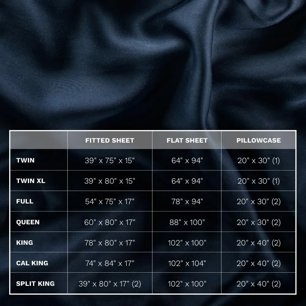 LUXOME Luxury Sheet Set | 100% Rayon (Viscose) from Bamboo | King Size - Navy | Deep Pockets | 4-Piece Set (Fitted, Flat, 2 Pillowcases)
