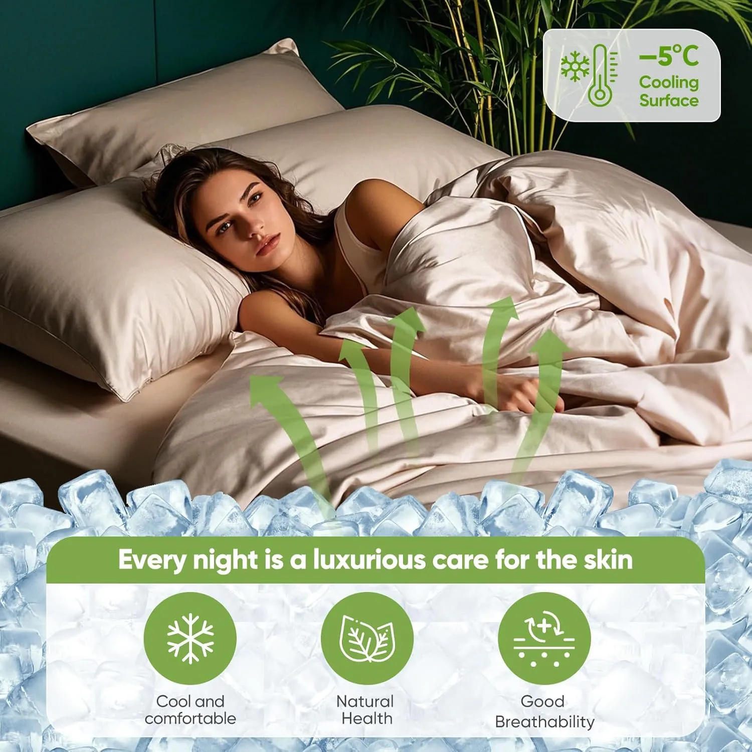 Luxury Sheet Set, Genuine 100% Organic Viscose Derived from Bamboo, Cooling & Breathable, Silky Soft, Bedding Sheets & Pillowcases (Sand, King)