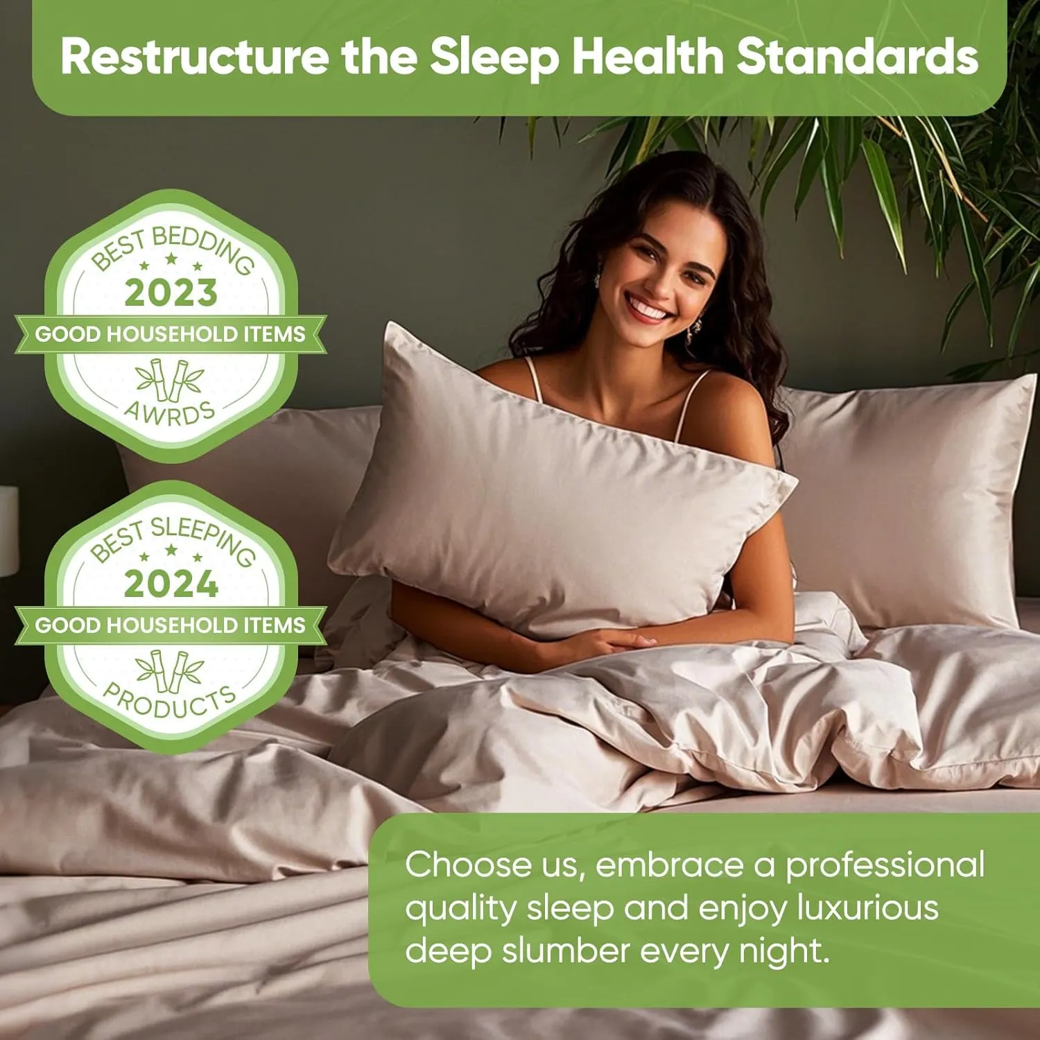 Luxury Sheet Set, Genuine 100% Organic Viscose Derived from Bamboo, Cooling & Breathable, Silky Soft, Bedding Sheets & Pillowcases (Sand, King)