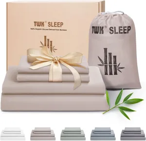 Luxury Sheet Set, Genuine 100% Organic Viscose Derived from Bamboo, Cooling & Breathable, Silky Soft, Bedding Sheets & Pillowcases (Sand, King)