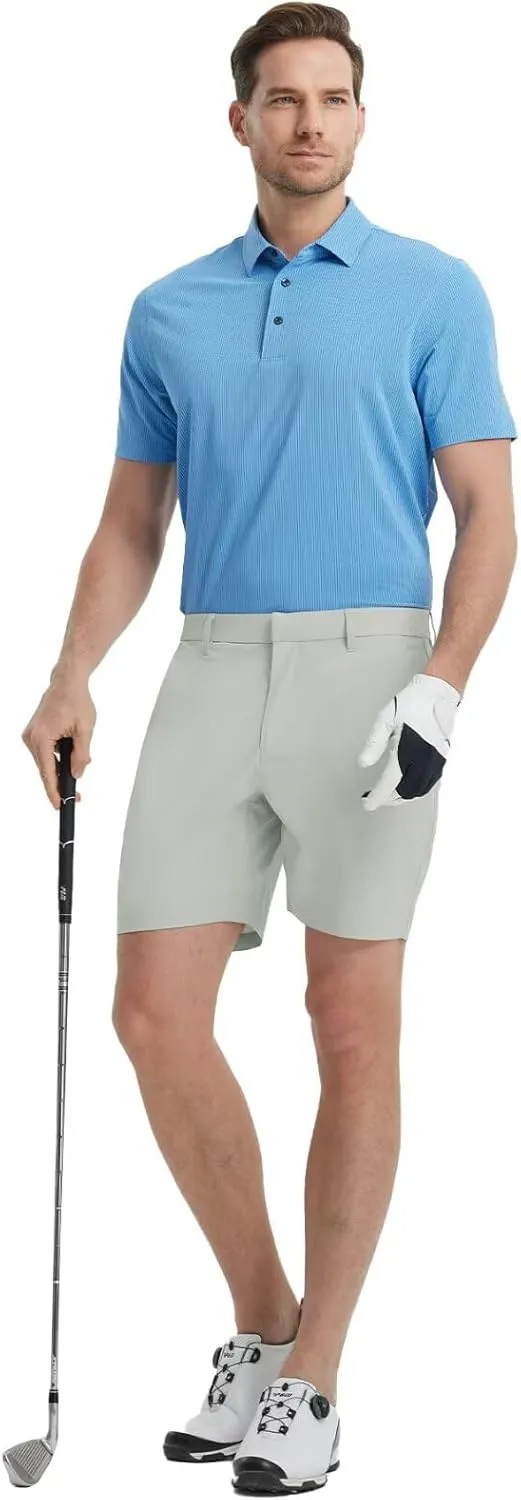 M MAELREG Mens Golf Shorts 7"/9" Lightweight Quick Dry Water-Resistant Stretch Waistband Flat Front Casual Mens Dress Shorts