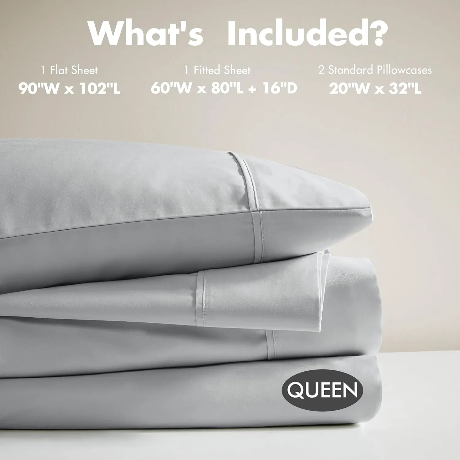Madison Park Organic Cotton Sheet Soft & Breathable 300TC Cotton Sheets, Elastic Deep Pocket Sheet Set Fits Up to 18" Mattress, All Seasons, Lightweight, 100% Cotton Bed Sheets, Queen Grey 4 Piece