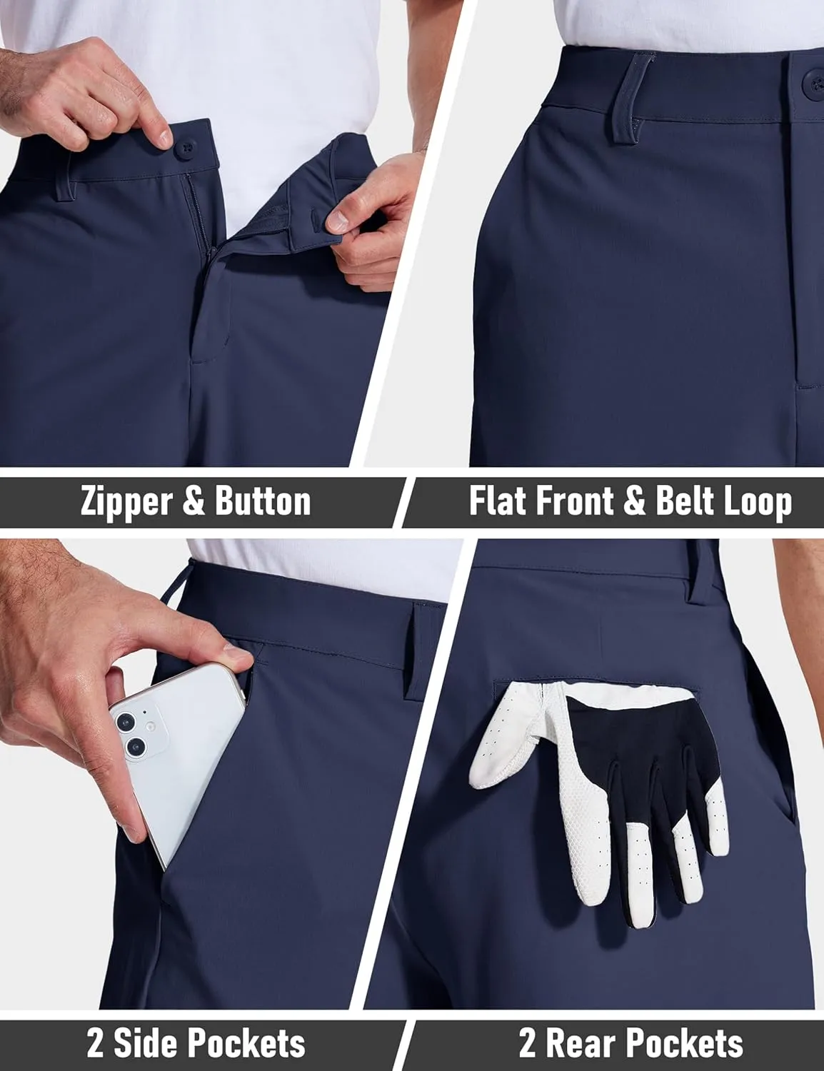 MAGCOMSEN Men's Golf Shorts 9 Inch Inseam Quick Dry Casual Shorts Stretch Hiking Dress Work Shorts with 4 Pockets Flat Front
