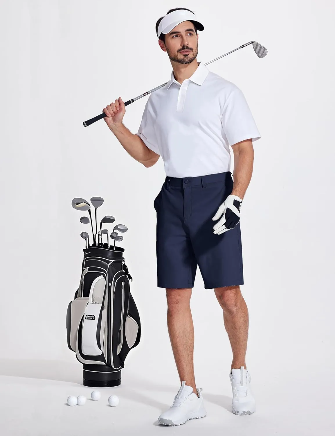 MAGCOMSEN Men's Golf Shorts 9 Inch Inseam Quick Dry Casual Shorts Stretch Hiking Dress Work Shorts with 4 Pockets Flat Front