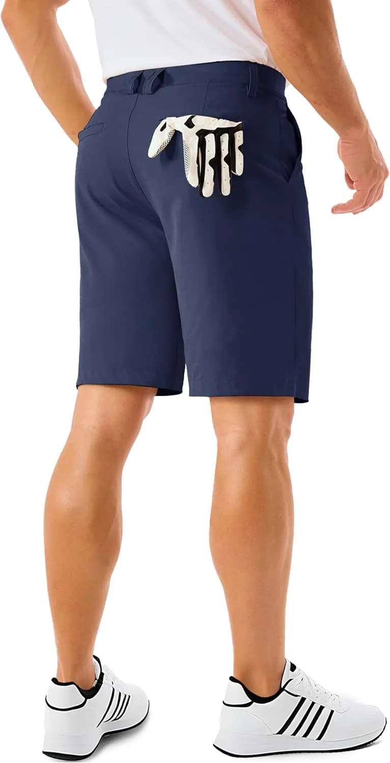 MAGCOMSEN Men's Golf Shorts 9 Inch Inseam Quick Dry Casual Shorts Stretch Hiking Dress Work Shorts with 4 Pockets Flat Front