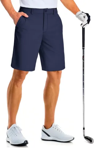 MAGCOMSEN Men's Golf Shorts 9 Inch Inseam Quick Dry Casual Shorts Stretch Hiking Dress Work Shorts with 4 Pockets Flat Front