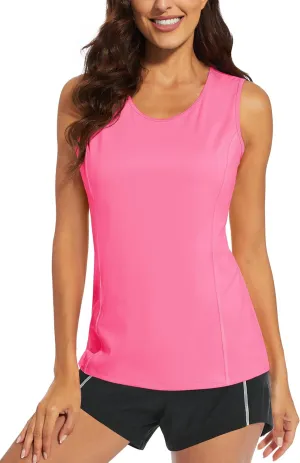 MAGCOMSEN Women's Sleeveless Workout Shirts UPF 80  Dry Fit Running Wicking Tank Tops Athletic Gym Summer