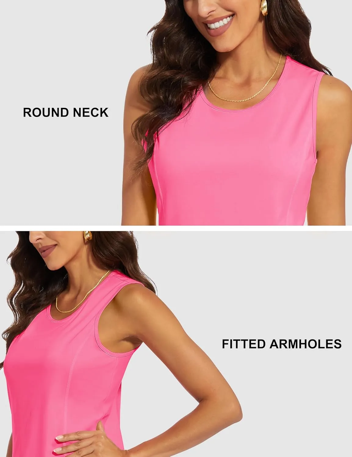 MAGCOMSEN Women's Sleeveless Workout Shirts UPF 80  Dry Fit Running Wicking Tank Tops Athletic Gym Summer
