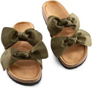 Mata Shoes Women Fashion Slide Sandals Soft Cork Footbed Slip On Bow Slides