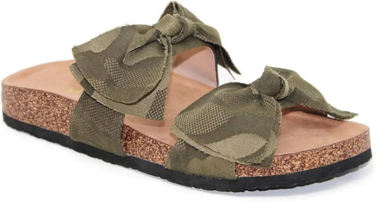 Mata Shoes Women Fashion Slide Sandals Soft Cork Footbed Slip On Bow Slides