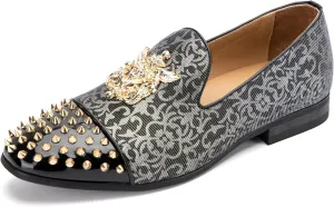 Meijiana Mens Velvet Loafers Dress Shoes with Metal Embellishments Party Luxury Loafer Shoes