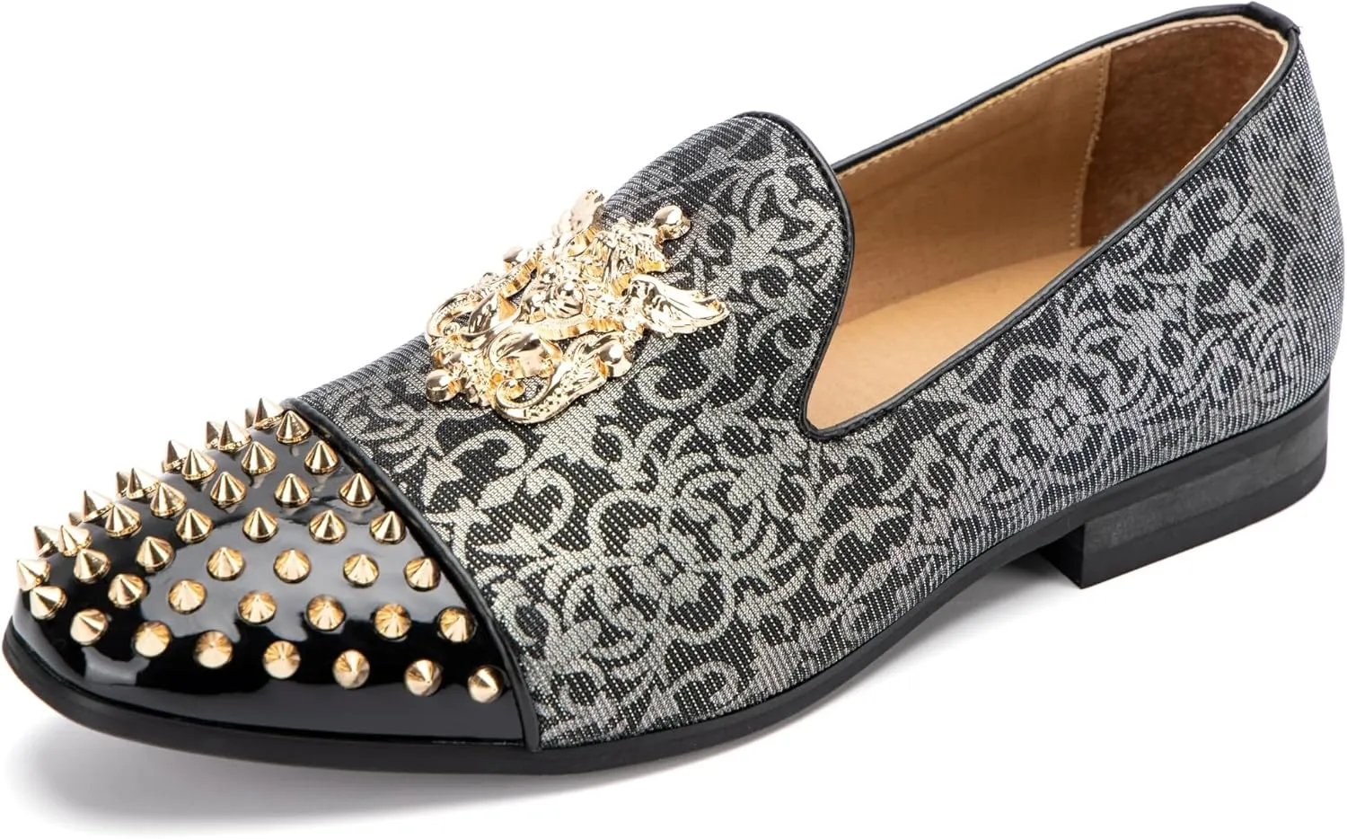 Meijiana Mens Velvet Loafers Dress Shoes with Metal Embellishments Party Luxury Loafer Shoes