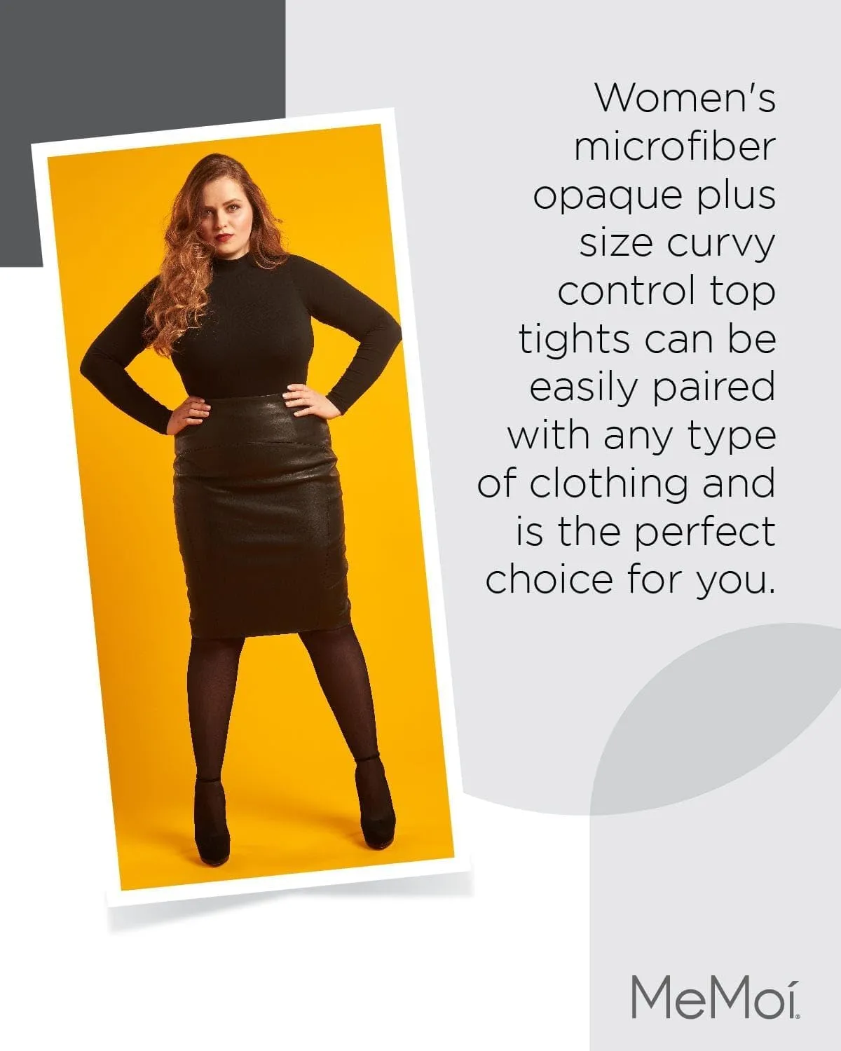 MeMoi Plus Size Curvy Control Top Tights, Comfortable and Lightweight Tummy Control Tights - Sizes 1X-7X